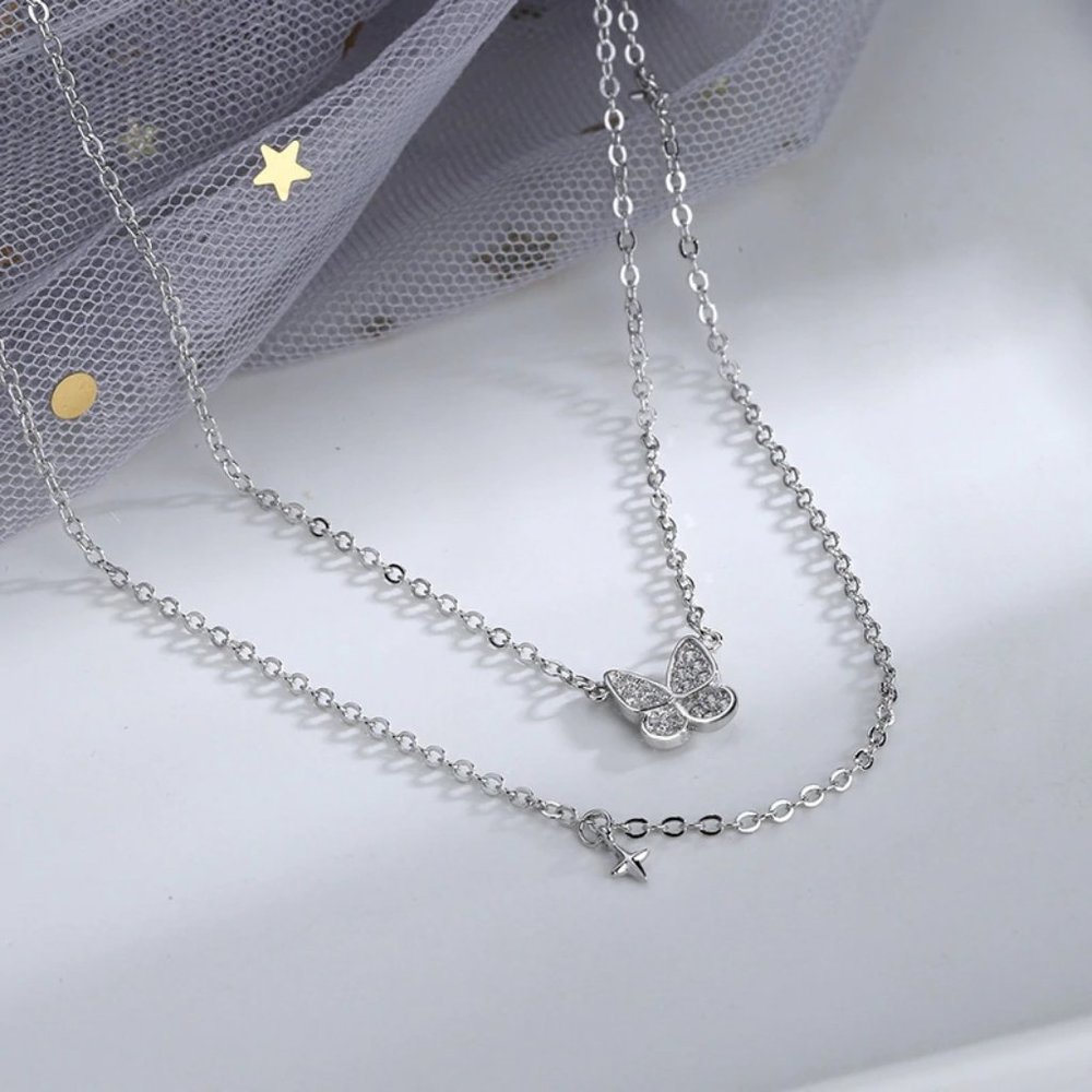 *NEW 925 Sterling Silver Butterfly Cross Necklace - Picture 6 of 6